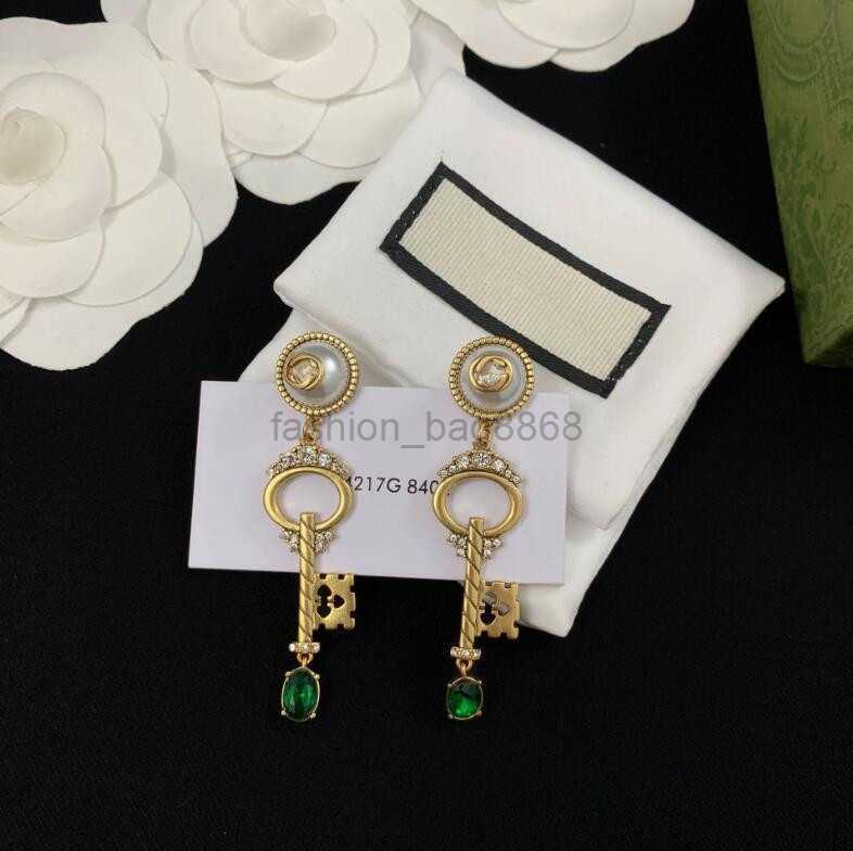 2023 Chic Double Letter Charm Earrings With Gift Box Embossed Stamp Studs Eardrop Dangler For Women Party Anniversary