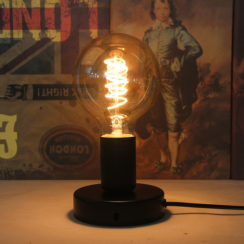 Polished Metal Desktop Lamp Base 180CM Cord E27 Base Holder With On/Off Switch EU US Plug in Screw For Table
