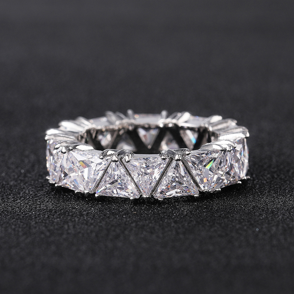 2023 Top Sell Wedding Rings Luxury Jewelry 925 Sterling Silver Triangle Cut 5A Cubic Zircon CZ Diamond Gemstones Party Handmade Women Engagement Band 