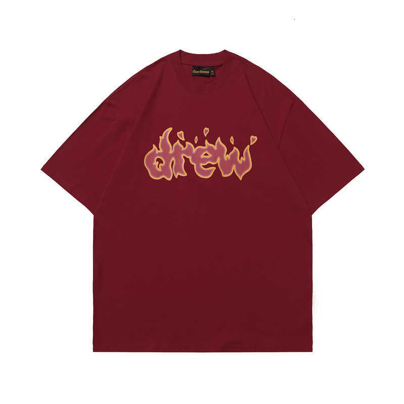 Fashion designer luxury DREW Flame Letter Print Round Neck Short Sleeve Men' and Women' Couple costume Wine T-shirt Trendy Tee super high quality
Fashion designer luxury DREW Flame Letter Print Round Neck Short Sleeve Men' and Women' Couple costume Wine T-shirt Trendy Tee super high quality