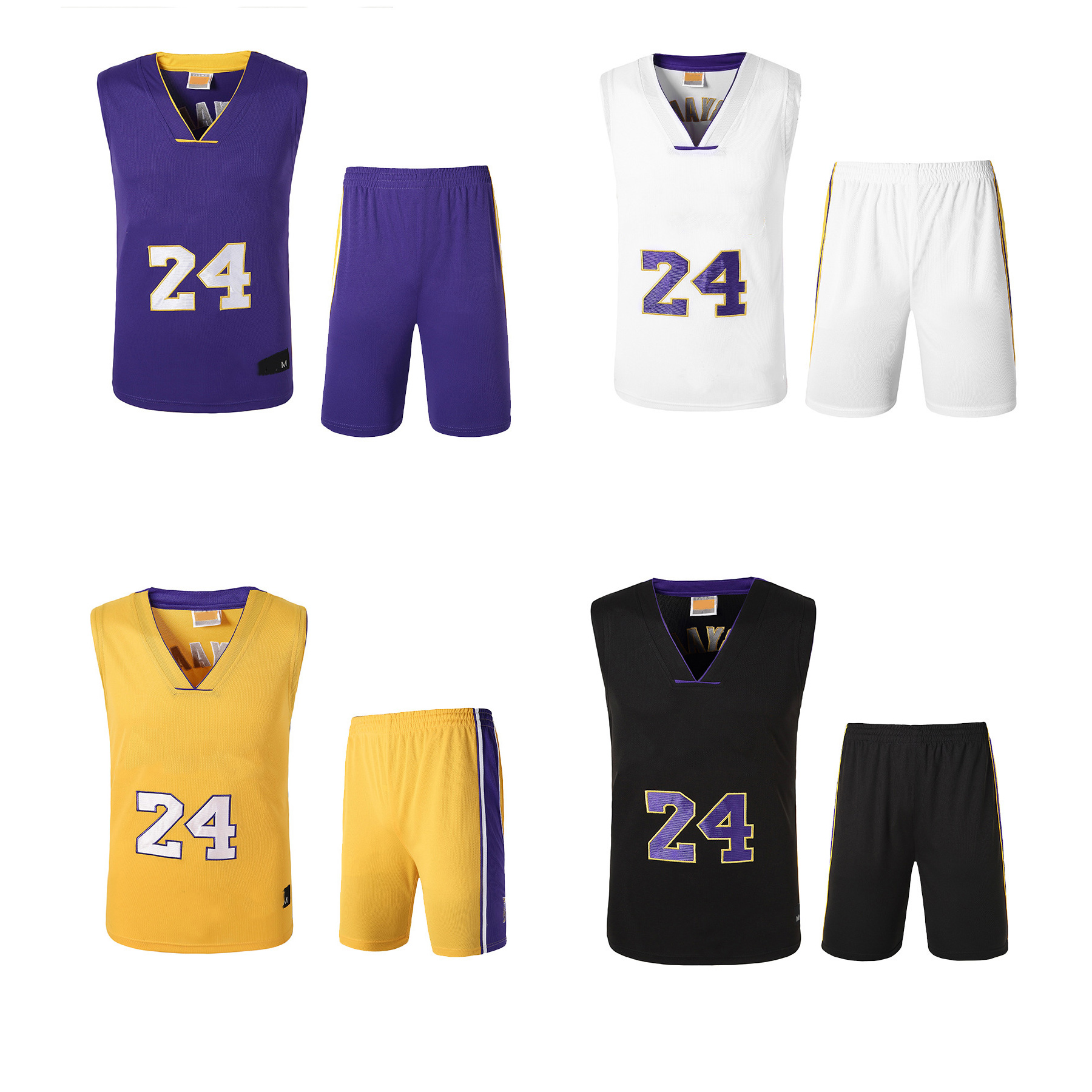 Men Basketball Jersey embroidered jersey vest set black and white purple and gold Lake No. 24 training basketball uniform
Men Basketball Jersey embroidered jersey vest set black and white purple and gold Lake No. 24 training basketball uniform