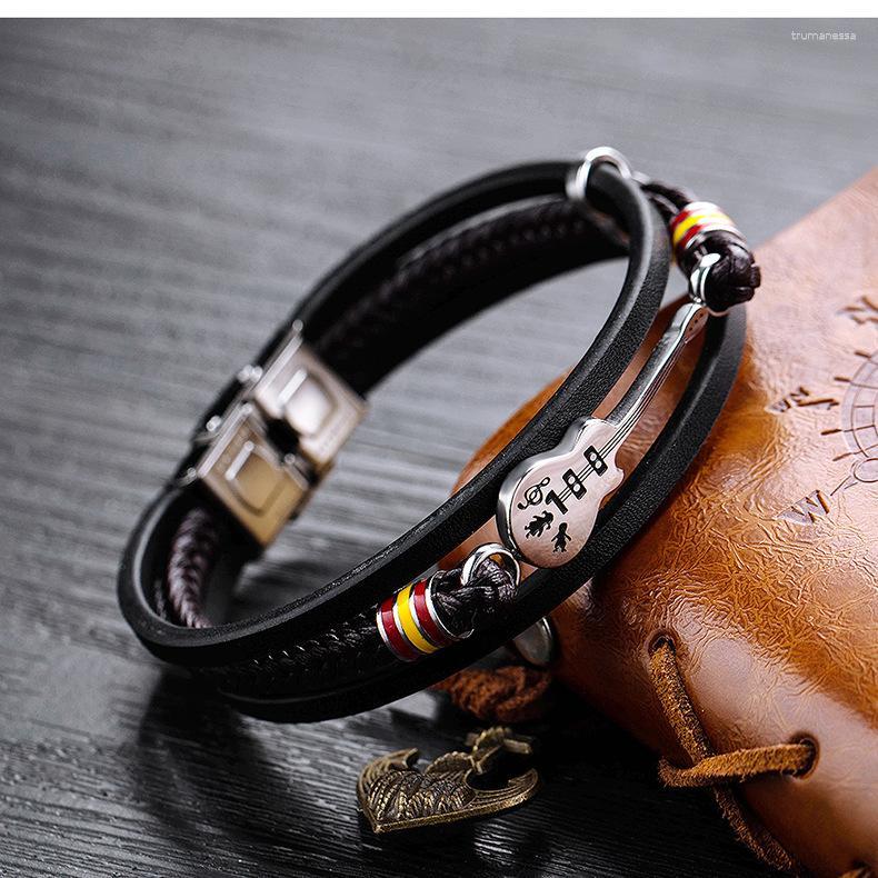Charm Bracelets Alexandanne Drop Stainless Steel Guitar Personalized Leather Bracelet For Men Customized Logo Rope BangleCharm Raym22
Charm Bracelets Alexandanne Drop Stainless Steel Guitar Personalized Leather Bracelet For Men Customized Logo Rope BangleCharm Raym22