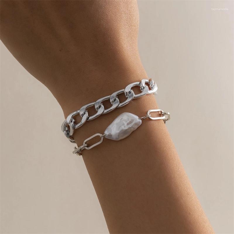 Link Bracelets Chain 2-Piece Set Of Simple Hip-Hop Style Cuban Bracelet Exquisite Baroque Pearl Ladies Jewelry GiftLink Raym22
Link Bracelets Chain 2-Piece Set Of Simple Hip-Hop Style Cuban Bracelet Exquisite Baroque Pearl Ladies Jewelry GiftLink Raym22