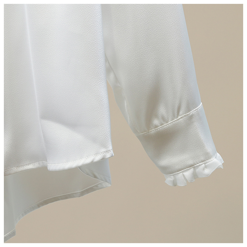 Women's Blouses Love Heart Pearls Beading Ruffles Patchwork Black White Blouse Autumn Korean Elegant Women's Shirt Long Sleeve Satin Tops 20