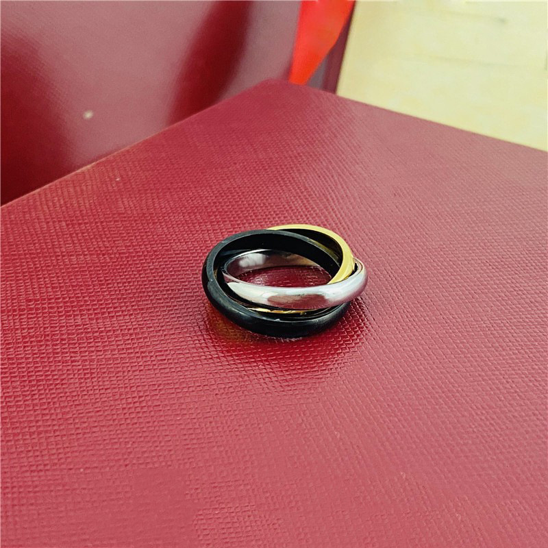 Fashion Classic Trinity Ring Gold Ring Luxury Jewellery Black Gold Silver 3 Rings Trinity Women Mens Unisex Hip Hot Jewelry Wedding Party Gift Size