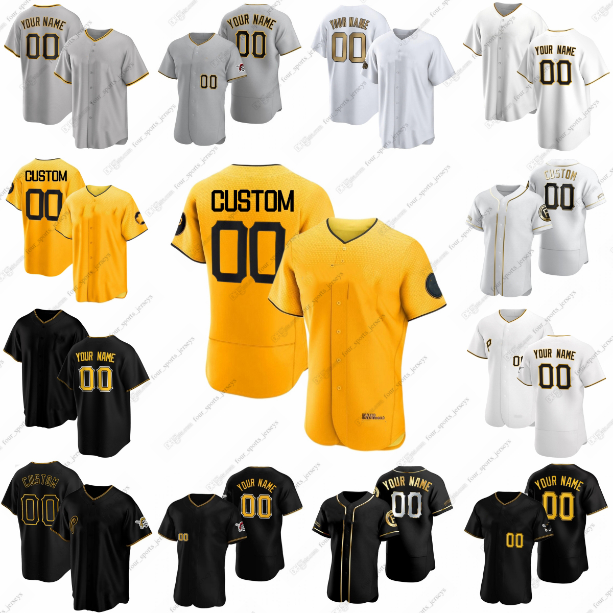 2023 Custom Pirates Roberto Clemente Baseball Jerseys Rich Hill Colin Holderman Mitch Keller Dauri Moreta Johan Oviedo Yohan Ramirez Stephenson Duane Underwood Jr.