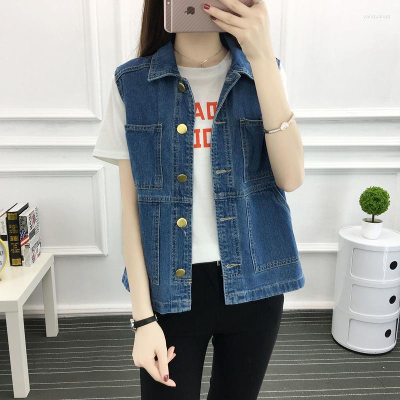 Women' Vests Clothing Denim Vest Women Spring Summer Casual POLO Collar Single-breasted Sleeveless Harajuku Jeans Female Tops Lady Z143, Navy blue
Women' Vests Clothing Denim Vest Women Spring Summer Casual POLO Collar Single-breasted Sleeveless Harajuku Jeans Female Tops Lady Z143, Navy blue