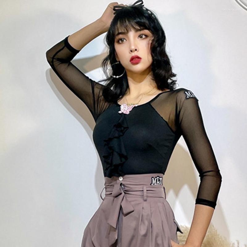 Stage Wear Female Latin Dance Tops Long Sleeve Mesh Stitching Butterfly Adorn Shirt Ballroom Competition Performance Clothes YS1277, Black
Stage Wear Female Latin Dance Tops Long Sleeve Mesh Stitching Butterfly Adorn Shirt Ballroom Competition Performance Clothes YS1277, Black