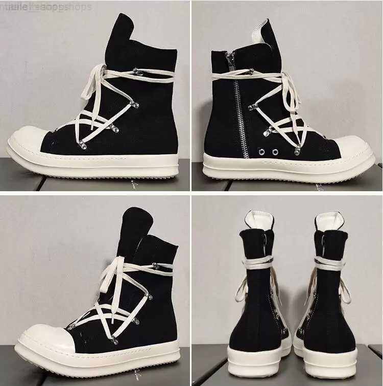 Top 2023 Quality RO Man High Shoes Women Canvas Sneakers Black Lace Up Boots