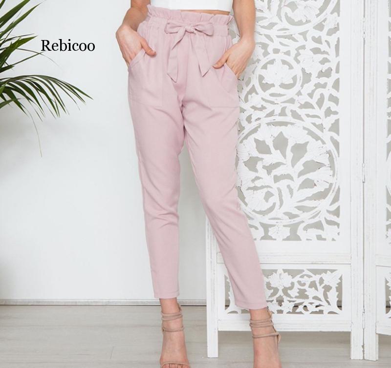 Women Pink Pants Suit female High Waist Sweatpants Cropped pants Fashion bow-knot Trouser with pocket Belted Casual Ladies
Women Pink Pants Suit female High Waist Sweatpants Cropped pants Fashion bow-knot Trouser with pocket Belted Casual Ladies