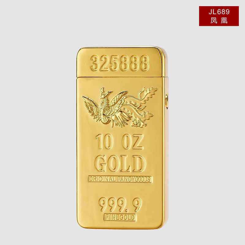New Hot Double Arc Plasma Lighter Gold Brick Dragon Electronic Dual Lighters Laser Carving USB Rechargeable Cigarett GGPI W260202