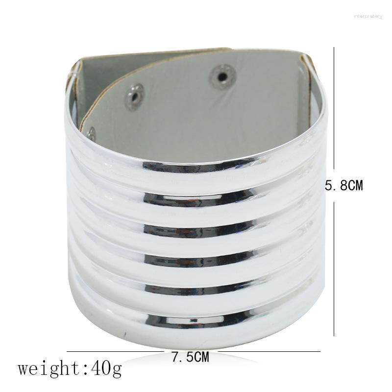 Bangle African Punk Style Stripe Fashion Women Leather Stitching Metal Plated Gold Silver Wide Exaggerated Bracelet Melv22
Bangle African Punk Style Stripe Fashion Women Leather Stitching Metal Plated Gold Silver Wide Exaggerated Bracelet Melv22