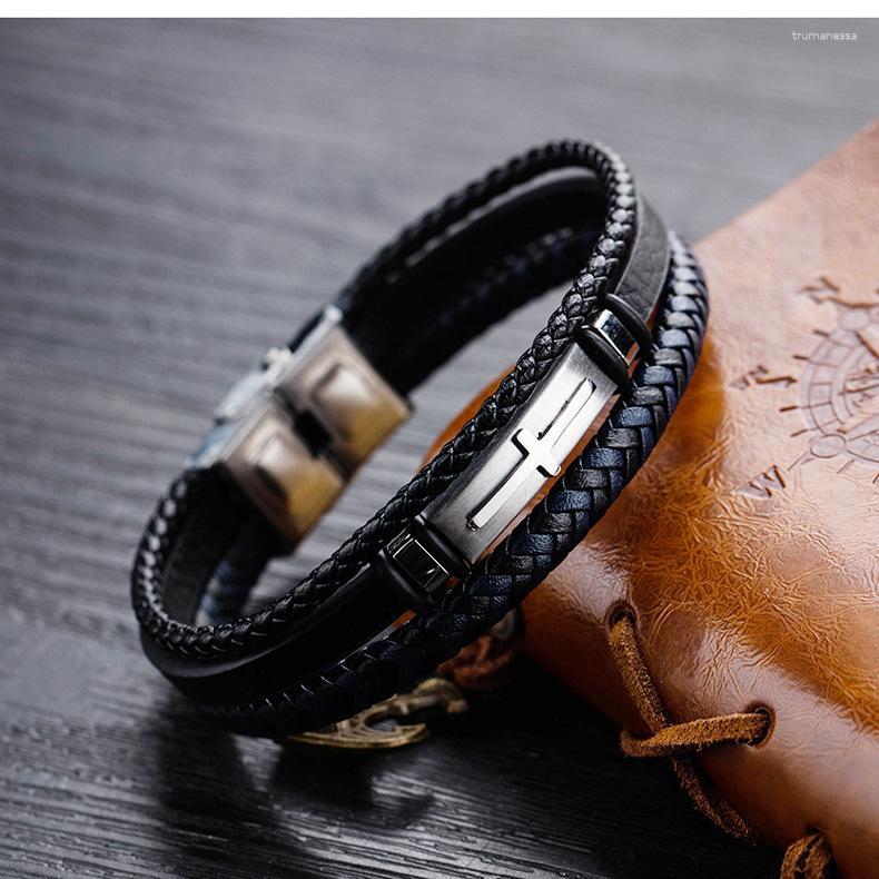 Charm Bracelets Drop Fashion Men's Black Cross Leather Bracelet Hand-Woven Jesus Christian Religious Vintage Jewelry & BanglesCharm
Charm Bracelets Drop Fashion Men's Black Cross Leather Bracelet Hand-Woven Jesus Christian Religious Vintage Jewelry & BanglesCharm