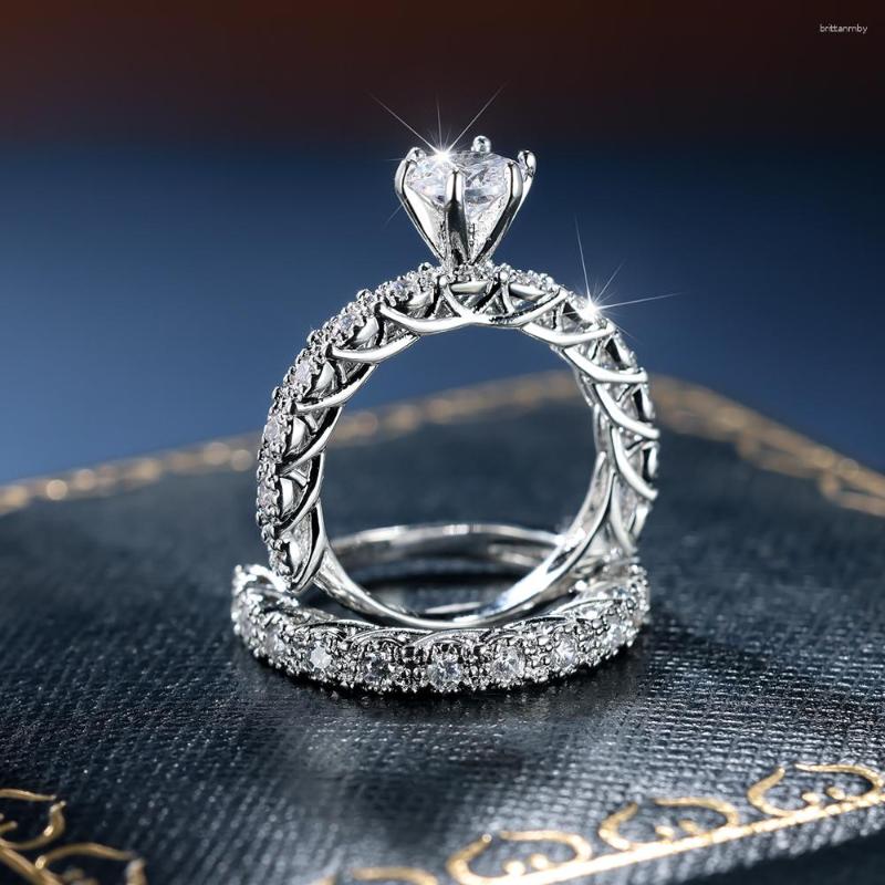 Wedding Rings Luxury White Zircon Round Bridal Sets Silver Color Promise Engagement For Women Bands Female Stacking Jewelry CZ
Wedding Rings Luxury White Zircon Round Bridal Sets Silver Color Promise Engagement For Women Bands Female Stacking Jewelry CZ