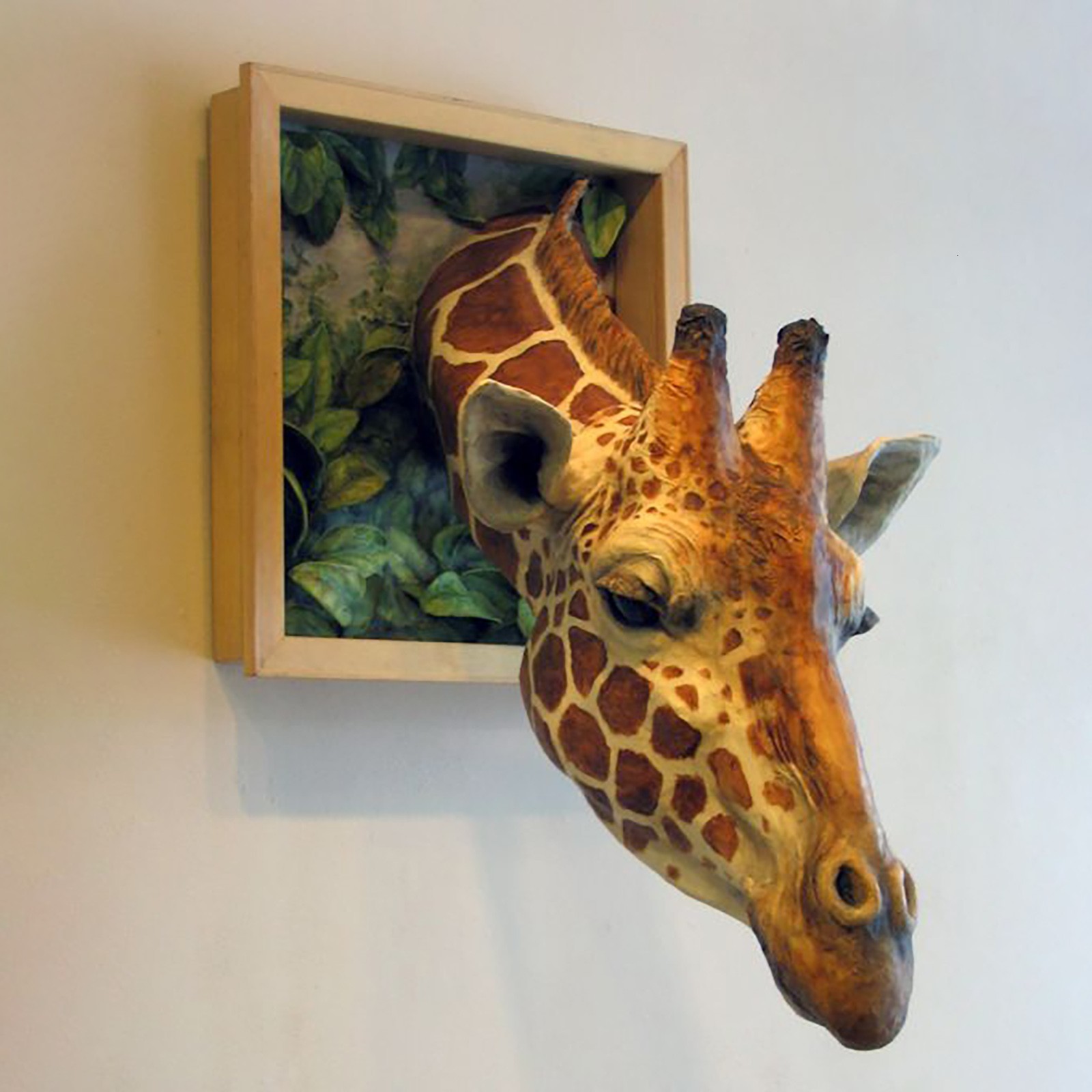 Decorative Objects Figurines Giraffe Heads Wall Hanging Decorations 3d Wall Mounted Giraffe Sculpture Wall Art Life-like Animal Statue Ornaments Home 