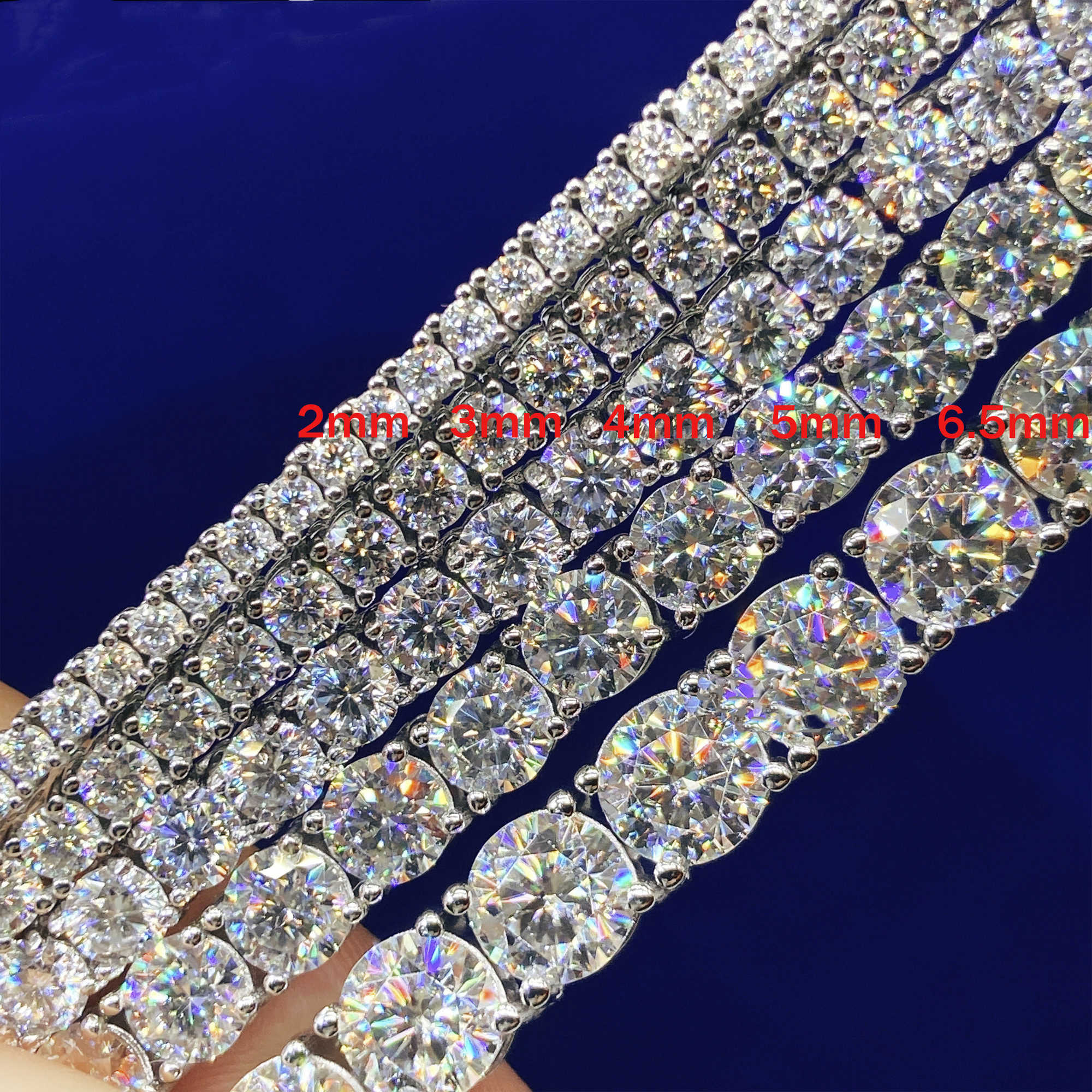 Hip Hop Moissanite Stone Ice Out Choker Silver with Gold Plated Cuban Necklace Diamond Tennis Chain