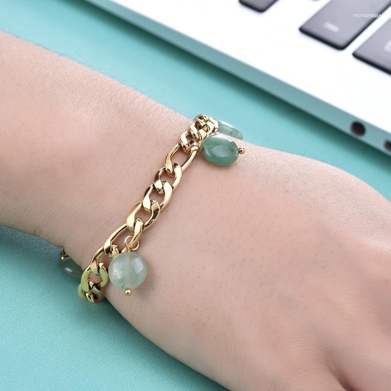 Link Bracelets Chain Stainless Steel Natural Stone Pendant Bracelet Adjustable Unisex Jewelry Accessories GiftLink Raym22
Link Bracelets Chain Stainless Steel Natural Stone Pendant Bracelet Adjustable Unisex Jewelry Accessories GiftLink Raym22