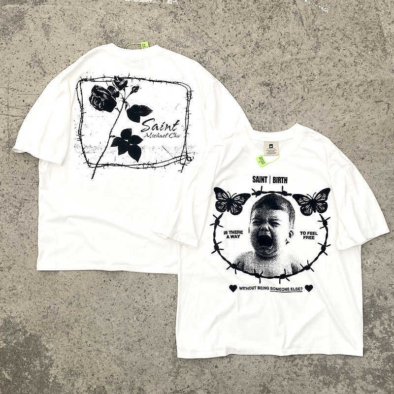 Fashion designer luxury SAINT MICHAEL CHO "Crying Angel" Exclusive American Vintage Short Sleeve T-shirt super high quality, White6
Fashion designer luxury SAINT MICHAEL CHO "Crying Angel" Exclusive American Vintage Short Sleeve T-shirt super high quality, White6