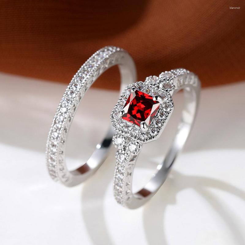 Wedding Rings Royal Blue Black Red Stone Square Ring Set Silver Color White Rainbow Zircon Bridal Sets For Women Couple Jewelry
Wedding Rings Royal Blue Black Red Stone Square Ring Set Silver Color White Rainbow Zircon Bridal Sets For Women Couple Jewelry