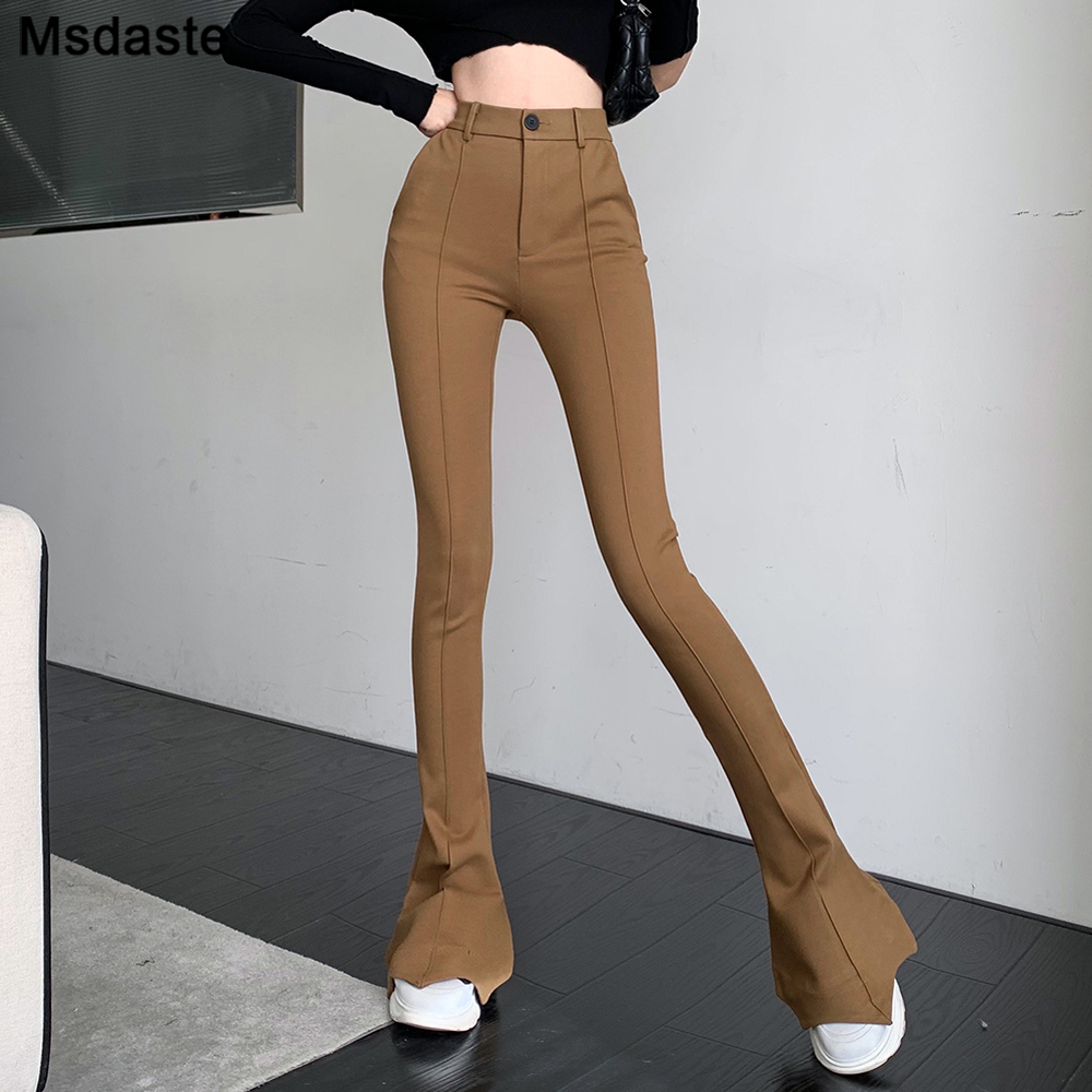 Pants Women High Waist Boot Cut Slim Bodycon Female Pants Spandex Stretchy Elasitc Pantalones De Mujer Skinny Woman, Dark brown
Pants Women High Waist Boot Cut Slim Bodycon Female Pants Spandex Stretchy Elasitc Pantalones De Mujer Skinny Woman, Dark brown