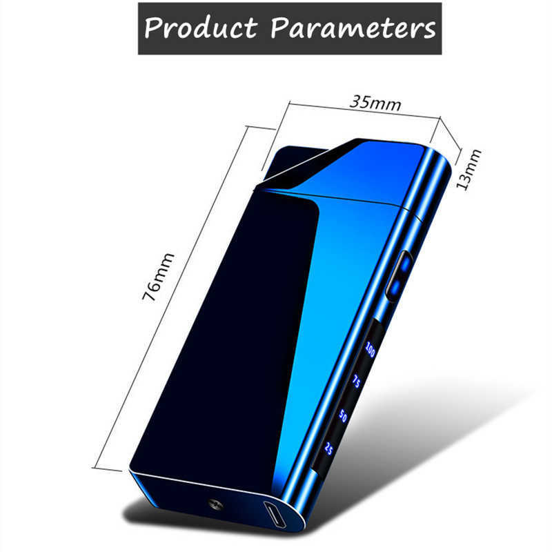Electric Plasma Flameless USB Lighter Metal Outdoor Windproof Digital Power Display Touch Sensing Unusual Gift LHDT W260202