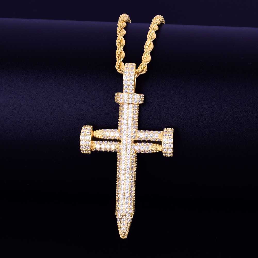 Pendant Necklaces Nail Cross Necklace Aaa Cubic Zircon Men's Hip Hop Street Rock Jewelry 230621
Pendant Necklaces Nail Cross Necklace Aaa Cubic Zircon Men's Hip Hop Street Rock Jewelry 230621