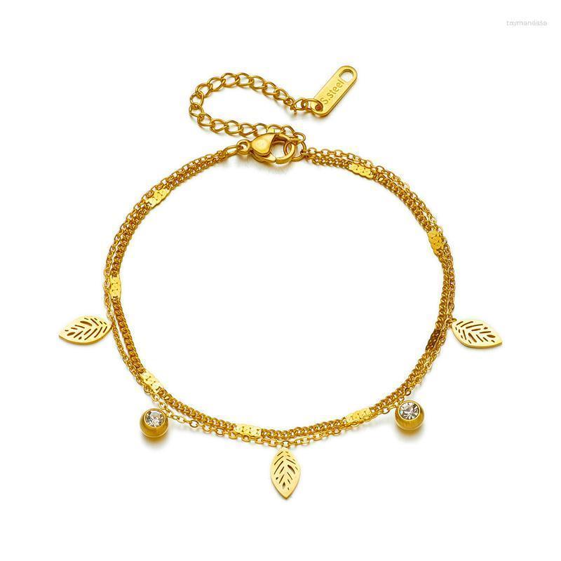 Link Bracelets Chain Stainless Steel Fashion Upscale Jewelry 2 Layer Leaves Embedded Zircon Charm For WomenLink Raym22
Link Bracelets Chain Stainless Steel Fashion Upscale Jewelry 2 Layer Leaves Embedded Zircon Charm For WomenLink Raym22