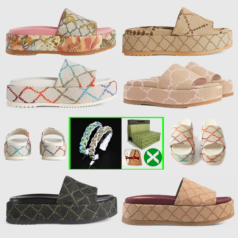 2023 slipper womens fashion embroidered canvas designer slides slip on slippers girls 60mm Canvas covered platform sandals dust bags, Color #4
2023 slipper womens fashion embroidered canvas designer slides slip on slippers girls 60mm Canvas covered platform sandals dust bags, Color #4