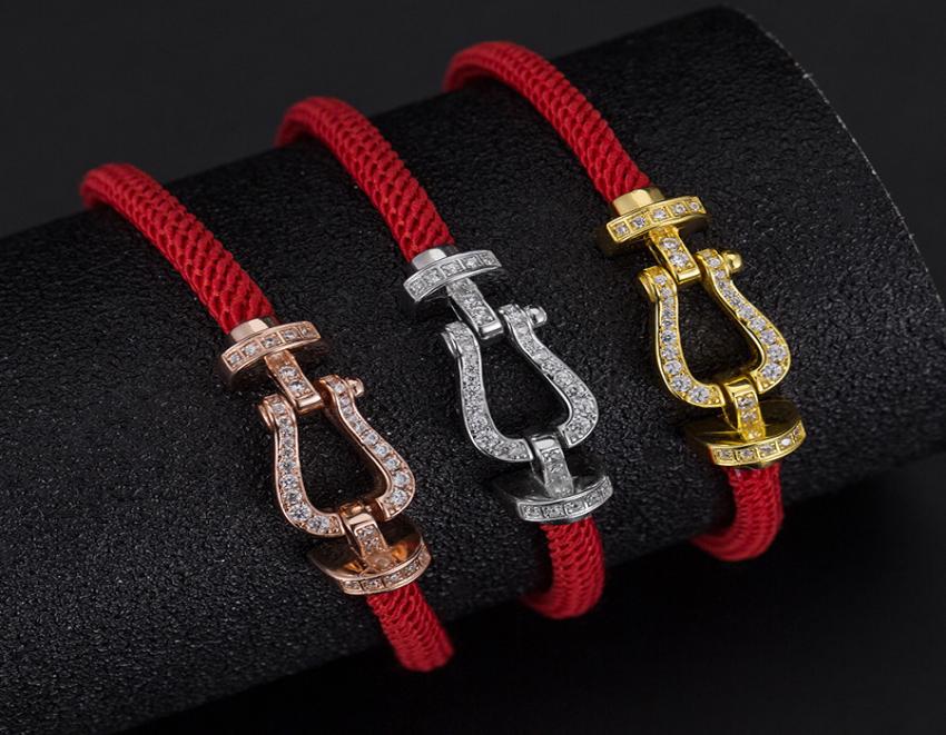 Europe and America S925 sterling silver ushaped 8character horseshoe buckle red rope diamond bracelet2230689
Europe and America S925 sterling silver ushaped 8character horseshoe buckle red rope diamond bracelet2230689
