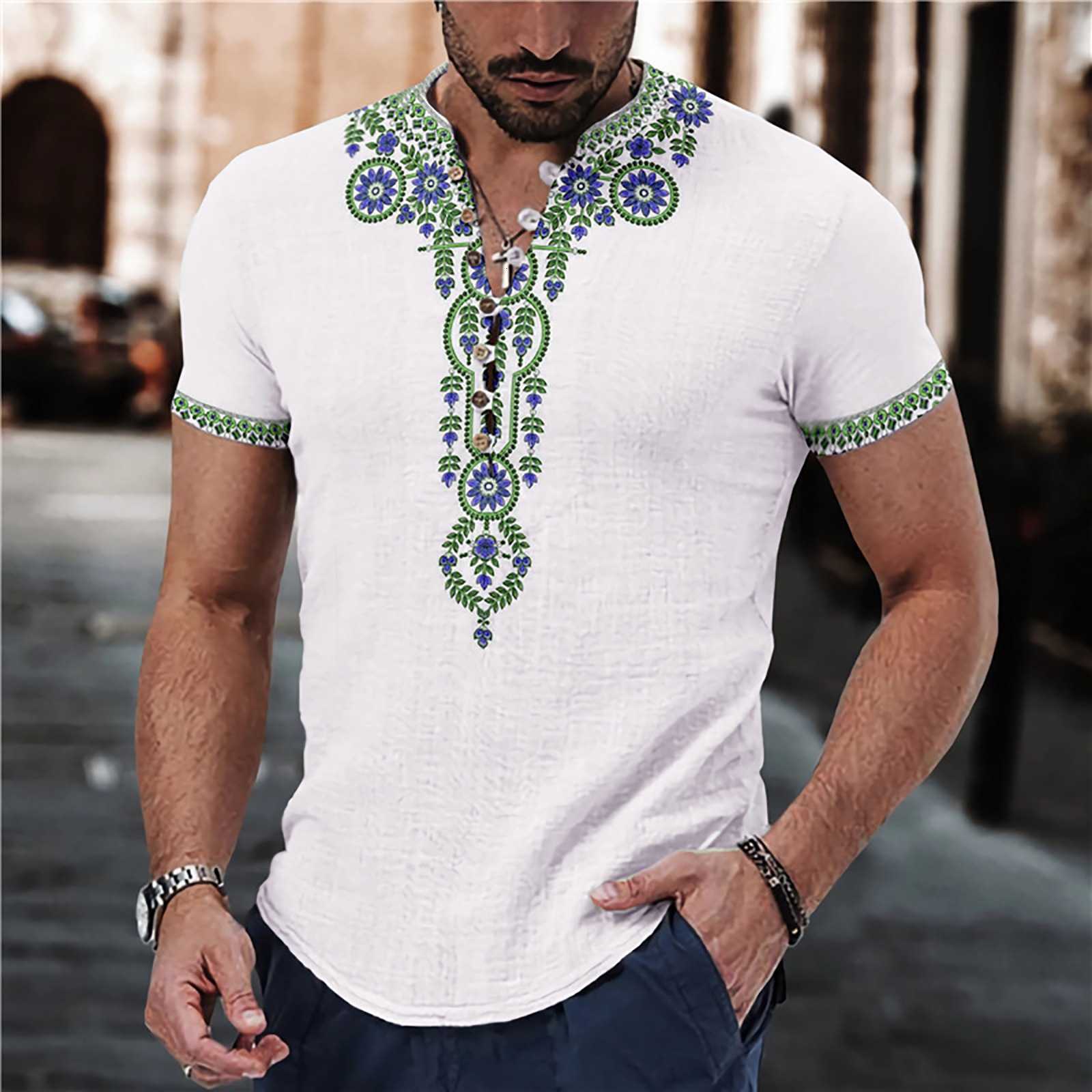 Men' Neck Henley Fashion Trend Ethnic Style T-shirt 3d Printing Buckle Pullover Short Sleeve T-shirt, Dh2353127
Men' Neck Henley Fashion Trend Ethnic Style T-shirt 3d Printing Buckle Pullover Short Sleeve T-shirt, Dh2353127