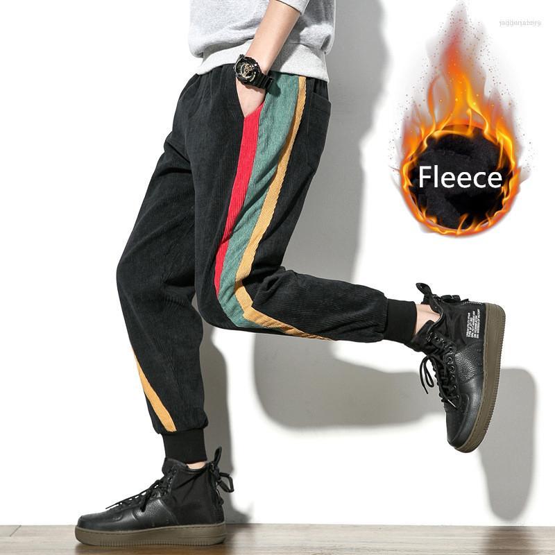 Men's Pants Men's Fleece Men Fashion Color Block Corduroy Sweatpants Casual Rainbow Strip Stitching Elastic Retro Harem Tide Trousers, Black 
Men's Pants Men's Fleece Men Fashion Color Block Corduroy Sweatpants Casual Rainbow Strip Stitching Elastic Retro Harem Tide Trousers, Black