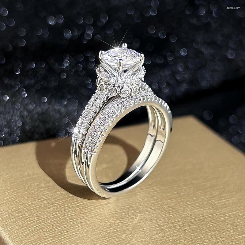 Wedding Rings Female White Zircon Round Ring Set Silver Color Luxury Stone Bands Bridal Sets Promise Engagement For Women Gifts
Wedding Rings Female White Zircon Round Ring Set Silver Color Luxury Stone Bands Bridal Sets Promise Engagement For Women Gifts
