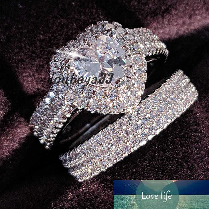 Original 925 Sterling Silver Heart Cut Zircon Wedding Ring Set for Women Bride Engagement Jewelry Band Eternity Nigeria R4864
Original 925 Sterling Silver Heart Cut Zircon Wedding Ring Set for Women Bride Engagement Jewelry Band Eternity Nigeria R4864