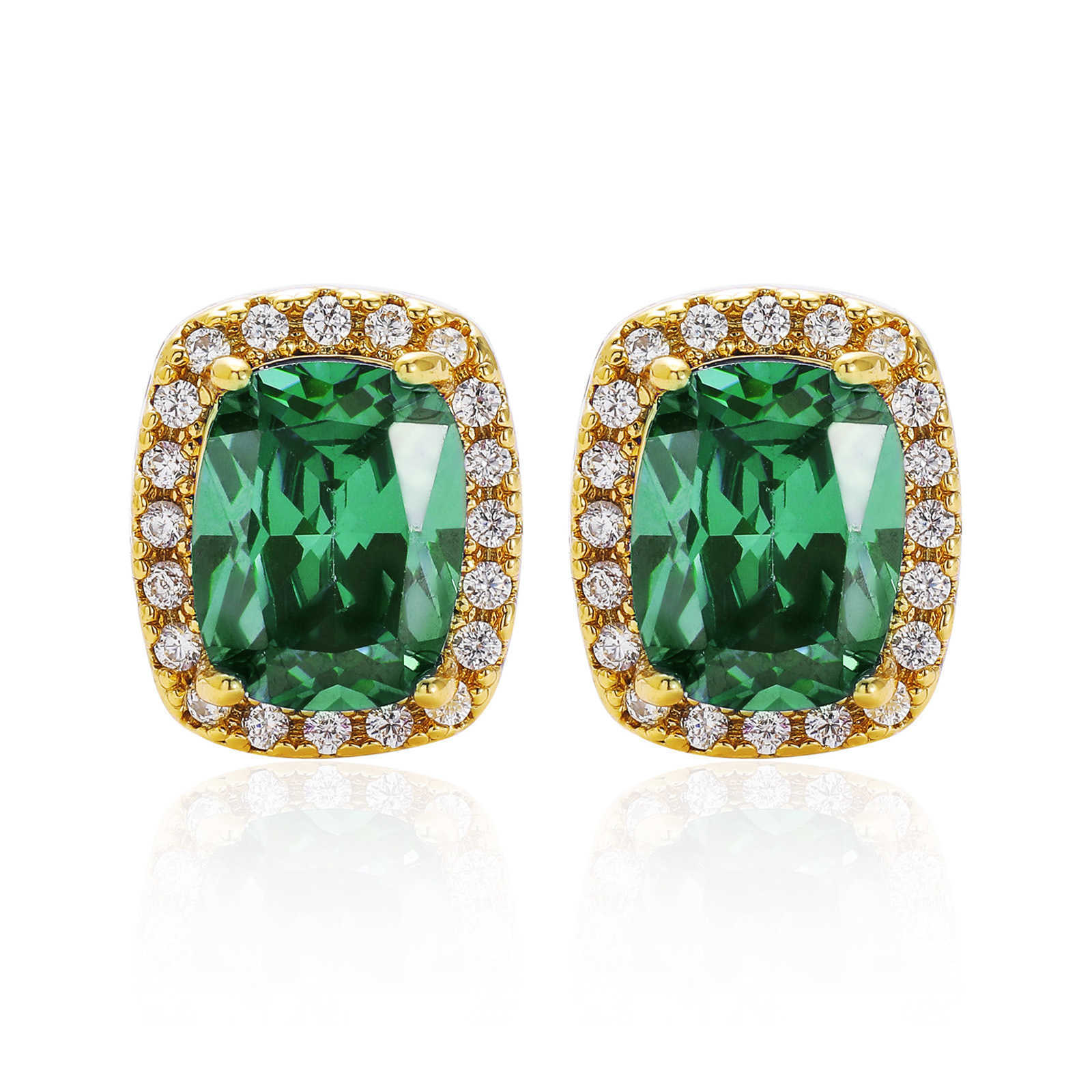 Women's Female Hip Hop Stud Earrings Ins Accessories Black White Blue Hiphop Full Colorful Large Cubic Zircon Personalized Earrings Cut Stone Ear