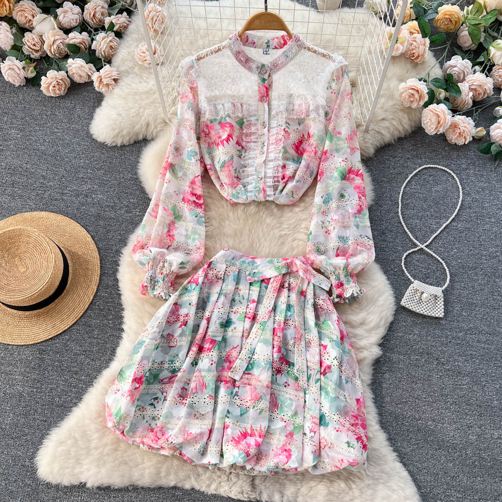 Two Piece Dress Summer Spring dress new women's fashion print embroidered panel lace set women's long sleeve shirt + pleated short skirt two-piece set 2023, Same as picture
Two Piece Dress Summer Spring dress new women's fashion print embroidered panel lace set women's long sleeve shirt + pleated short skirt two-piece set 2023, Same as picture