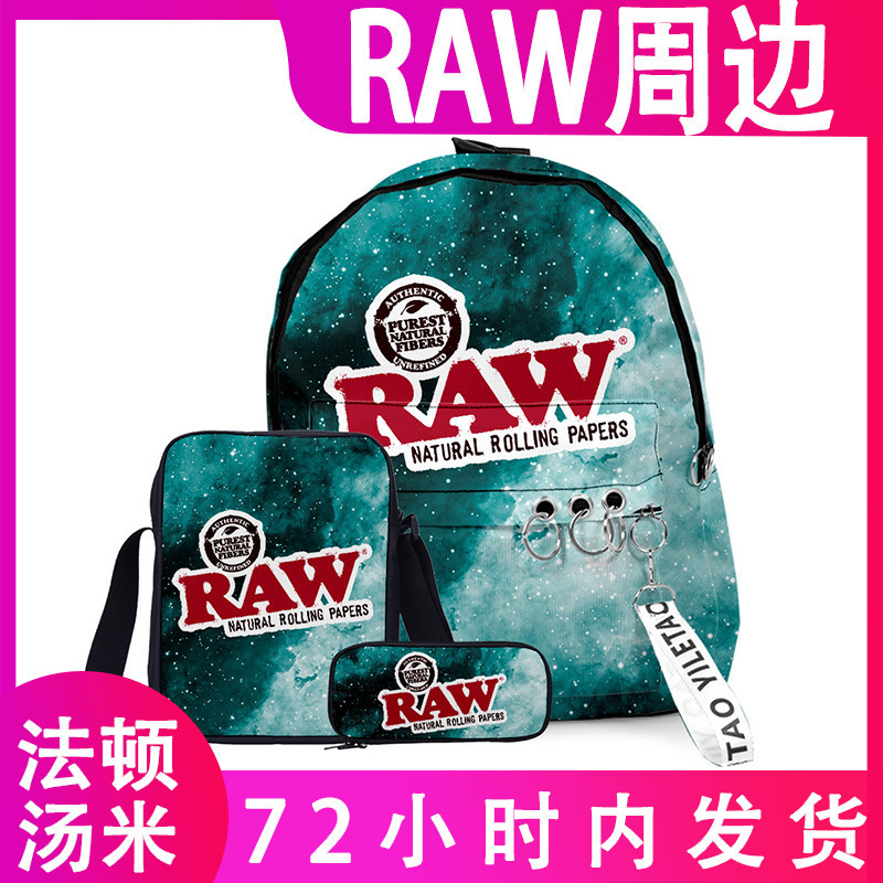 Backpacking Packs 3D RAW Cigar Teenager Students Schoolbag Backpack 3PCSSet Backpack Crossbody Bag Pencil Case Women Men Waterproof Laptop Bag 230621