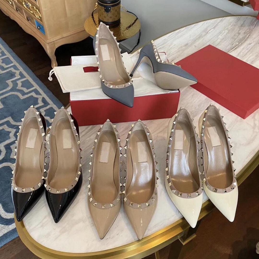 Summer new rivets high-heeled women's shoes nude patent leather 6 8 10cm shallow mouth rivets pointed toe stiletto sexy casual wedding shoes women 35, 11
Summer new rivets high-heeled women's shoes nude patent leather 6 8 10cm shallow mouth rivets pointed toe stiletto sexy casual wedding shoes women 35, 11