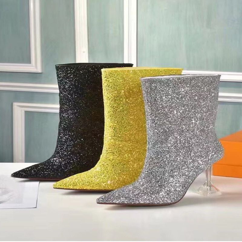autumn winter heeled heel boots fashion sexy Belt buckle designer boot leather Crystal heel pointed women shoes lady Letter Shiny high heels Large size 35-42 with box, Silver
autumn winter heeled heel boots fashion sexy Belt buckle designer boot leather Crystal heel pointed women shoes lady Letter Shiny high heels Large size 35-42 with box, Silver