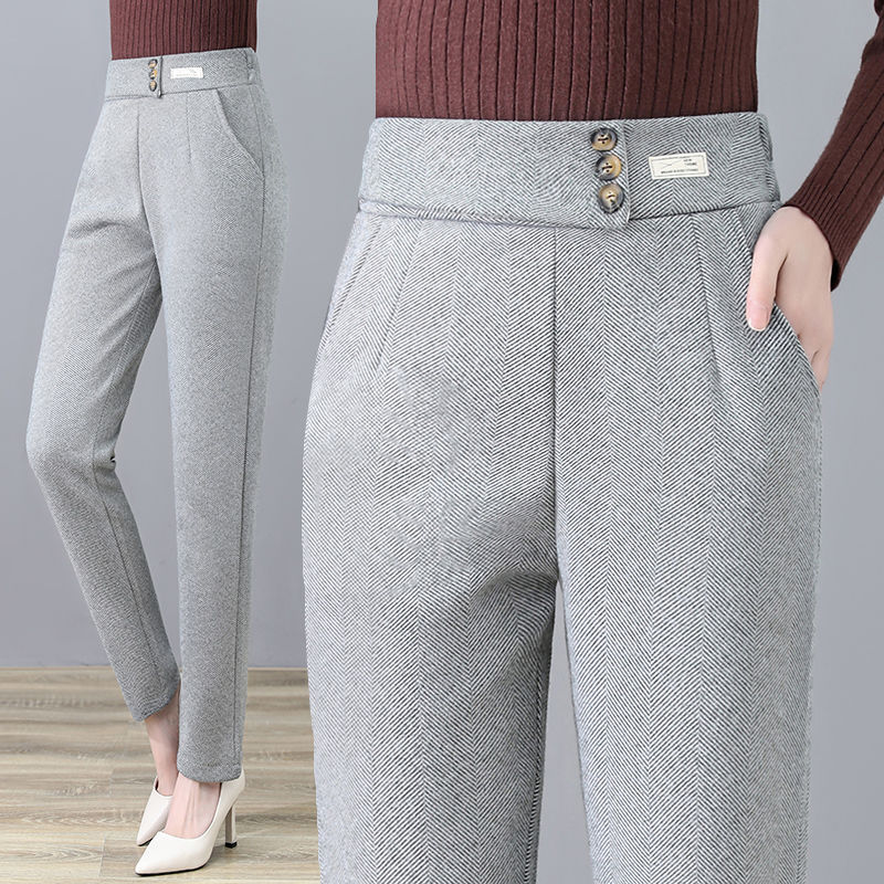 Autumn Winter Wool Thicken Office Lady Straight Pants Button Elastic Waist Loose Women Fashion Casual Solid Harem Pencil, Khaki
Autumn Winter Wool Thicken Office Lady Straight Pants Button Elastic Waist Loose Women Fashion Casual Solid Harem Pencil, Khaki