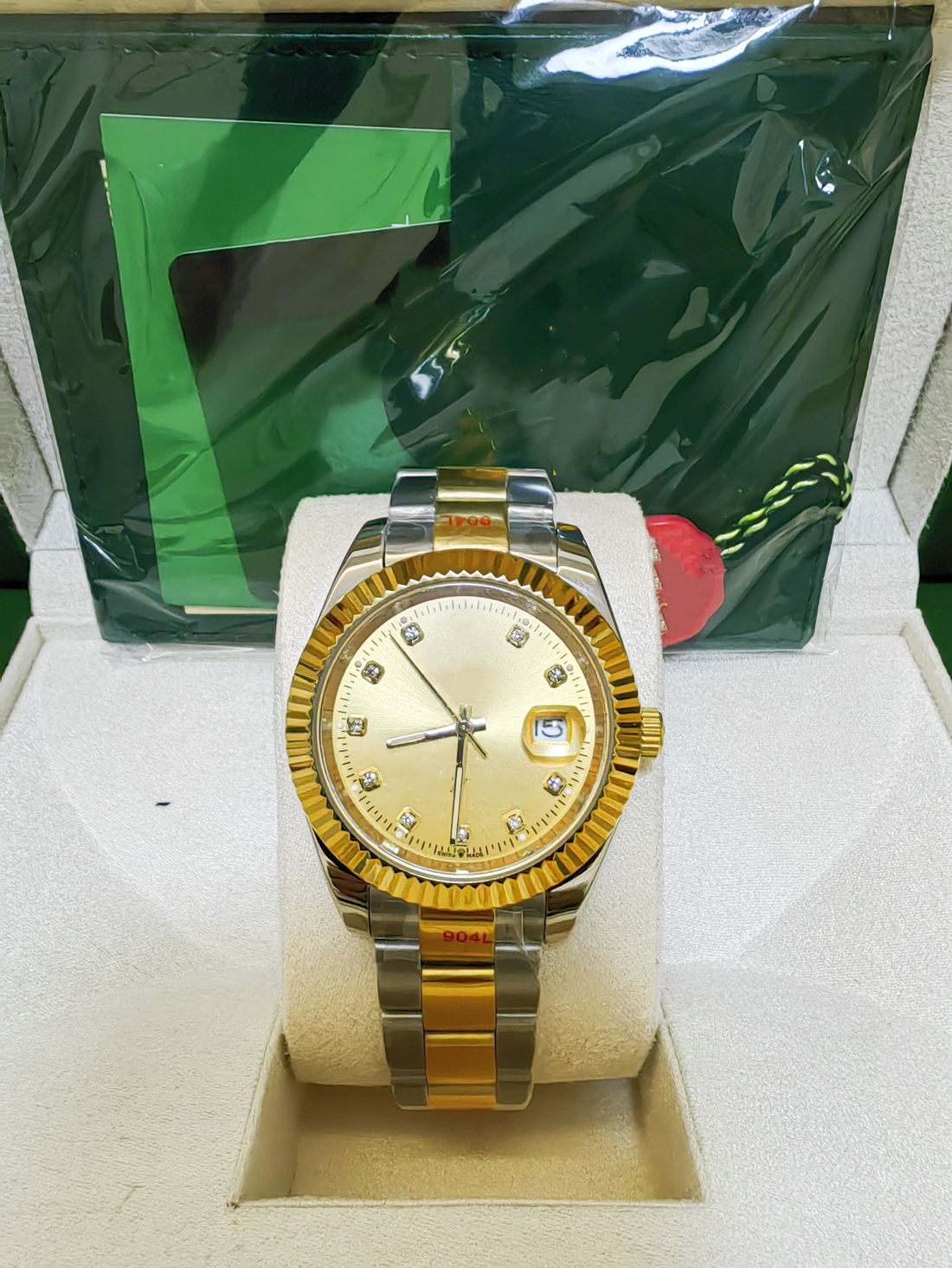 With original box Fashion Men's Watch 41mm Datejust Automatic Mechanical Movement Men's Watches gold Dial Stainless Steel Strap Sports, Style 17 original box+watch
With original box Fashion Men's Watch 41mm Datejust Automatic Mechanical Movement Men's Watches gold Dial Stainless Steel Strap Sports, Style 17 original box+watch