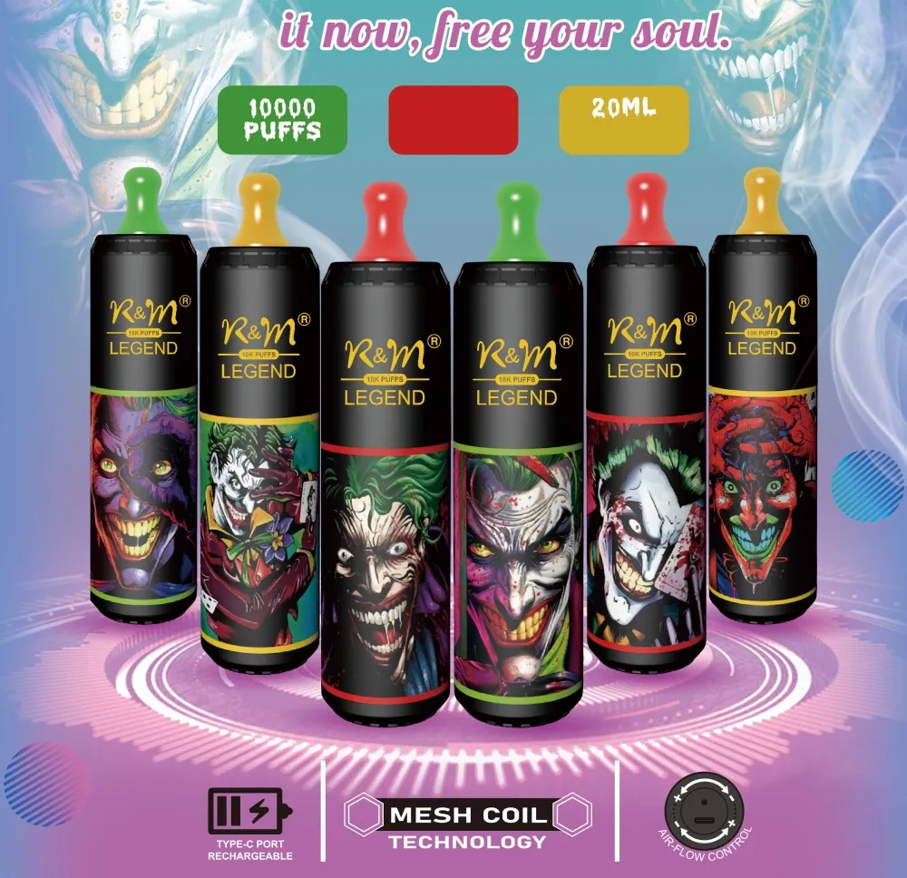 Original R&M Legend 10k puffs Disposable e cigarette randm 10000 puffs 650mAh rechargeable battery 20ml pod cartridges vape pen devices kit 20 flavors
Original R&M Legend 10k puffs Disposable e cigarette randm 10000 puffs 650mAh rechargeable battery 20ml pod cartridges vape pen devices kit 20 flavors