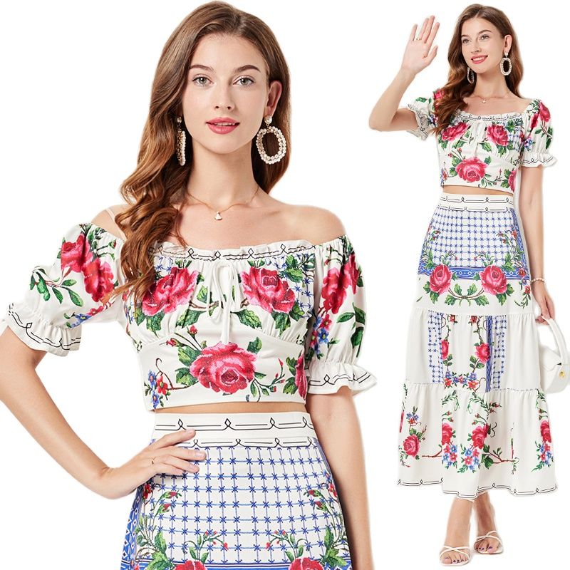 Summer Sets Floral Top and Skirt Women Set 2023 Fashion Designer Flare Sleeve Top and Ruffles Ruched Tiered Maxi Skirts Vacation Party Two Piece Dress Festival Outfit, White
Summer Sets Floral Top and Skirt Women Set 2023 Fashion Designer Flare Sleeve Top and Ruffles Ruched Tiered Maxi Skirts Vacation Party Two Piece Dress Festival Outfit, White