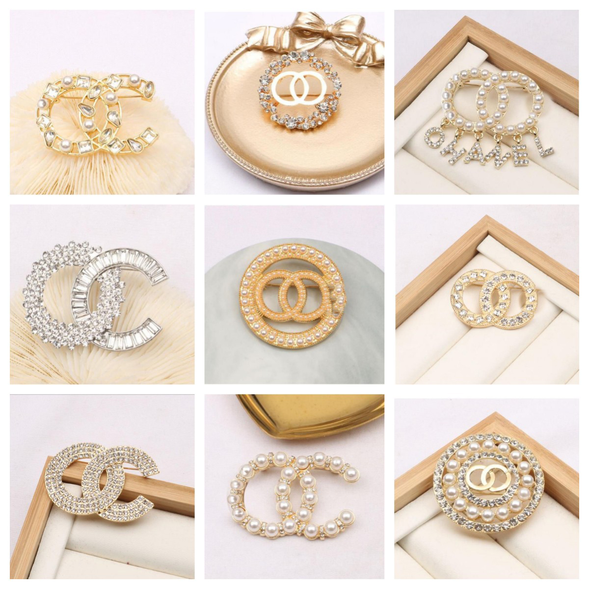Brand Designer Double Letter Brooches Women Men Couples Luxury Leather Rhinestone Diamond Crystal Pearl Brooch Suit Laple Pin Metal Fashion Jewelry Accessories