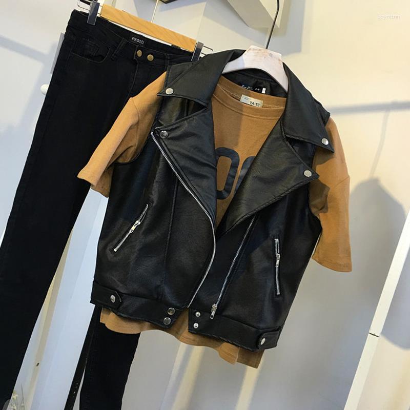 Women' Vests Woman Black Vintage Fake Leather Vest Female Faux Biker Ladies Zipper Autumn Sleeveless Jackets Waistcoat G176
Women' Vests Woman Black Vintage Fake Leather Vest Female Faux Biker Ladies Zipper Autumn Sleeveless Jackets Waistcoat G176