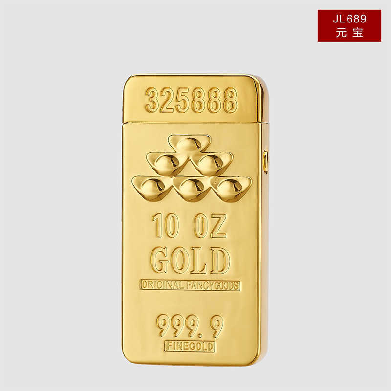 New Hot Double Arc Plasma Lighter Gold Brick Dragon Electronic Dual Lighters Laser Carving USB Rechargeable Cigarett GGPI W260202