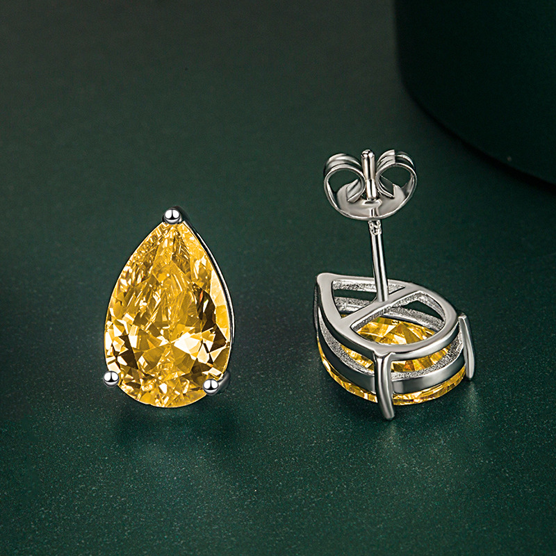 2025 Stunning Stud Earrings Luxury Jewelry Solitaire Real 925 Sterling Silver Water Drop Lab Moissanite Diamond Gemstones Party Pear Women Simple Earr