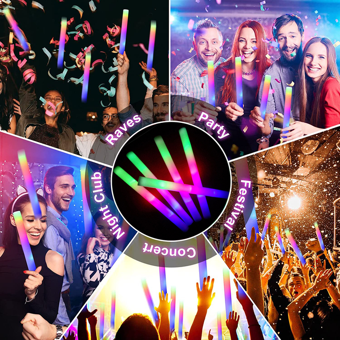 LED Light Sticks Led Luminous Sticks Party Rave Foam Glow Stick Rgb Fluorescent Dark Light for Bar Wedding Birthday Festival Supplies Accessories 2306