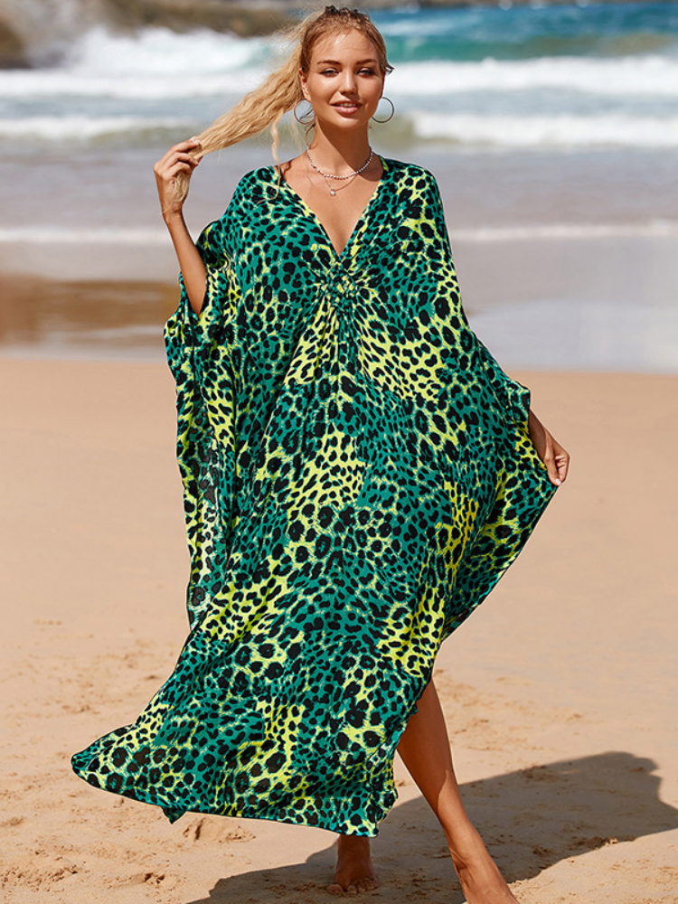 Beach Kaftans for Women Fashion V Neck Wrinkle Maxi Dresses Printed Bathing Suits Long Tunic Pareo Elegant Cover-ups Top, Green circle
Beach Kaftans for Women Fashion V Neck Wrinkle Maxi Dresses Printed Bathing Suits Long Tunic Pareo Elegant Cover-ups Top, Green circle