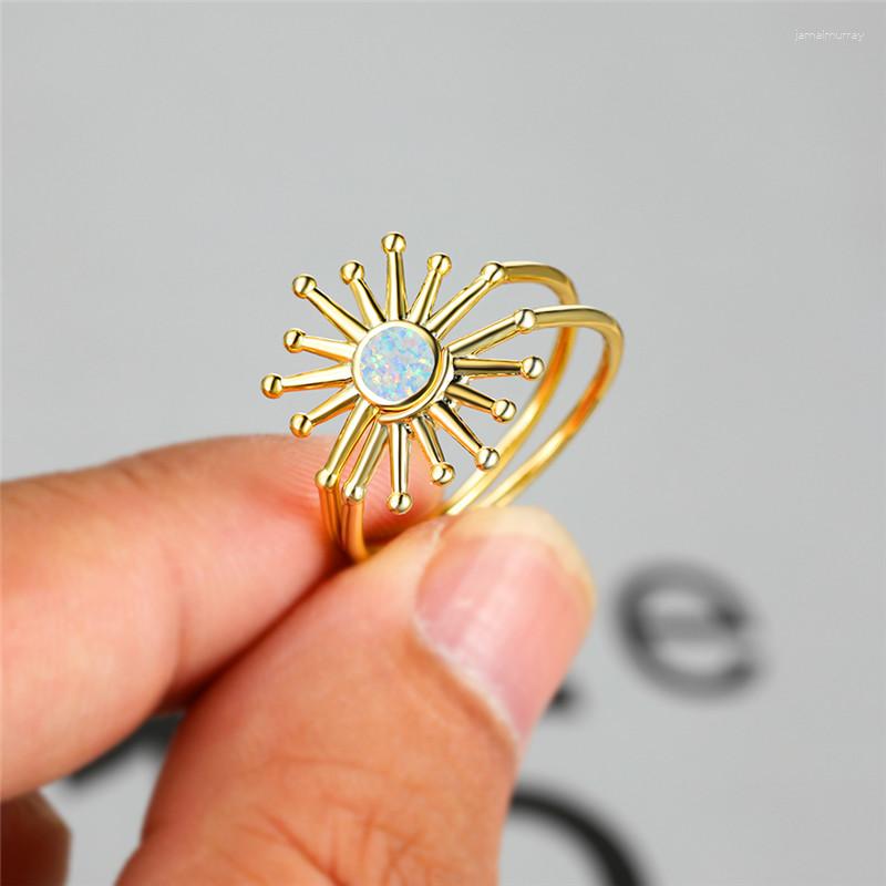 Wedding Rings Boho Female White Opal Stone Ring Set Charm Gold Color Thin Earrings Round Sun Engagement For Women 
Wedding Rings Boho Female White Opal Stone Ring Set Charm Gold Color Thin Earrings Round Sun Engagement For Women