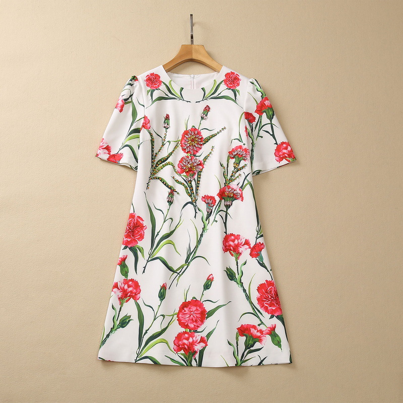 2023 Summer White Floral Print Beaded Dress Short Sleeve Round Neck Rhinestone Short Casual Dresses S3L090608
2023 Summer White Floral Print Beaded Dress Short Sleeve Round Neck Rhinestone Short Casual Dresses S3L090608